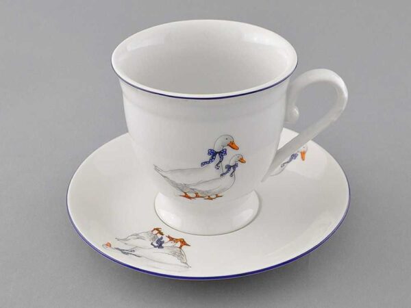 Чашка чайная высокая с блюдцем 300 мл Мэри-Энн Гуси Леандер 0807 2