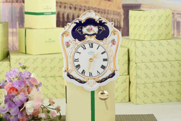 Часы Якубов с ходиками Якубов дизайн Мелкие цветы кобальт Леандер 0440 2