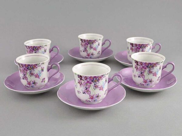 Набор чайных чашек с блюдцами 200 мл Мэри-Энн Лиловые цветы Леандер 2391 2