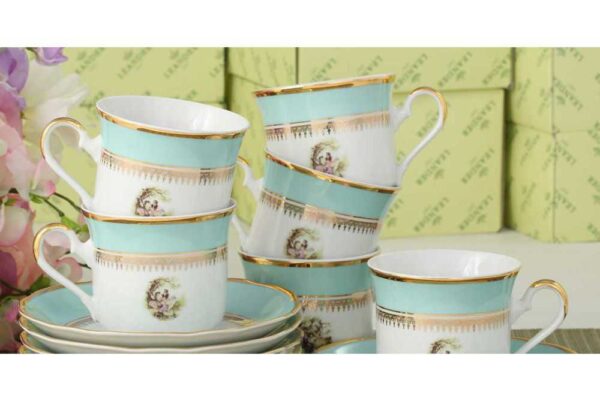 Набор чайных чашек с блюдцами 200 мл Мэри-Энн Свидание голубой Леандер 231B 2