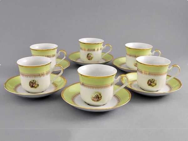 Набор чайных чашек с блюдцами 200 мл Мэри-Энн Свидание, салатовый Леандер 231C 2