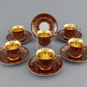 Набор кофейных чашек с блюдцами 100 мл Виндзор Золотые цветы Леандер A3412