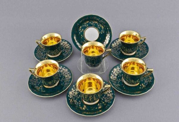Набор кофейных чашек с блюдцами 100 мл Виндзор Золотые цветы Леандер B341 2