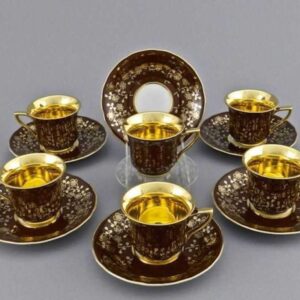 Набор кофейных чашек с блюдцами 100 мл Виндзор Золотые цветы Леандер E341 2