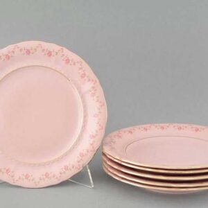 Набор тарелок десертных 19 см розовый фарфор Соната Мелкие цветы Леандер 0158 2