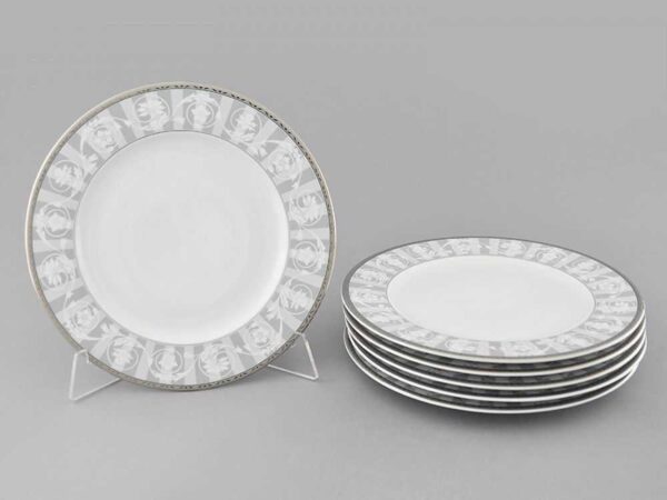 Набор тарелок десертных 19 см Сабина Серый орнамент Леандер 1013 2