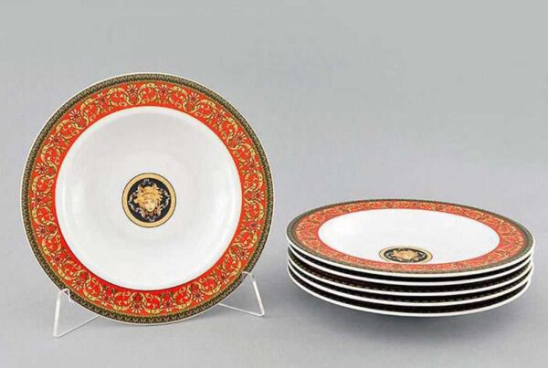 Набор тарелок десертных 19 см Сабина Версаче Красная лента Леандер B9792