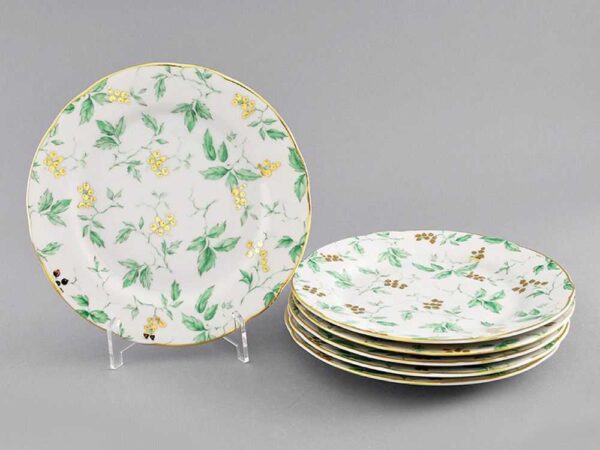 Набор тарелок мелких 25 см Мэри-Энн Зеленые листья Леандер 1381 2