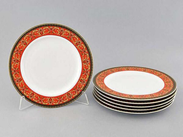 Набор тарелок мелких 25 см Сабина Красная лента Леандер 0979 2