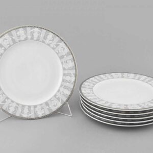 Набор тарелок мелких 25 см Сабина Серый орнамент Леандер 1013 2