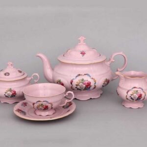 Сервиз чайный розовый фарфор Соната Полевые цветы Леандер 0008 2