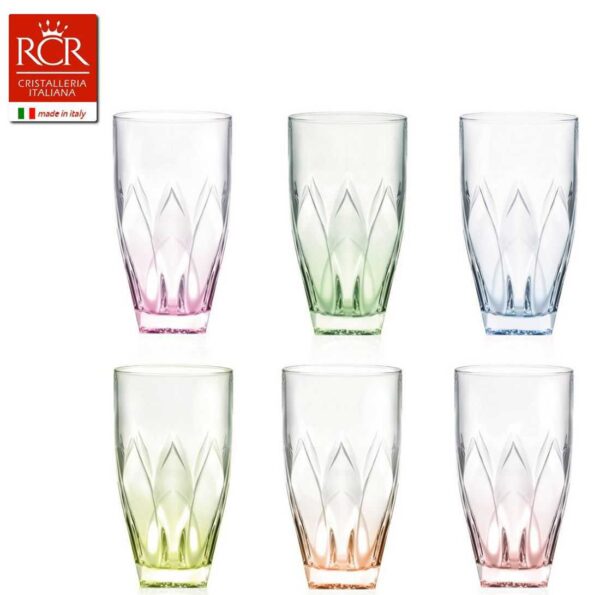 Набор стаканов для воды цветные 330 мл Ninphea RCR 2