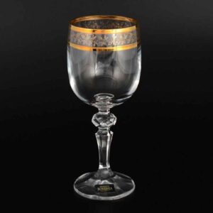 Набор бокалов для вина золотой лист Mirel 220 мл Кристалайт Богемия 2