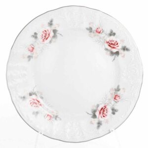 Набор тарелок 25 см Серая роза платина Bernadotte