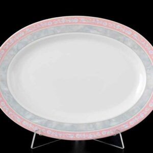 Блюдо овальное 24 см Яна серый мрамор с розовым кантом Thun 2