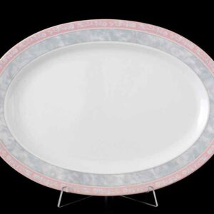 Блюдо овальное 32 см Яна Серый мрамор с розовым кантом Thun 2