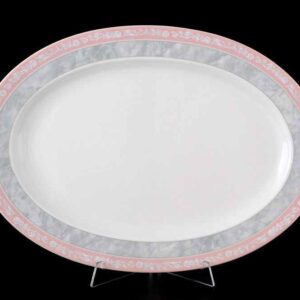 Блюдо овальное 36 см Яна серый мрамор с розовым кантом Thun 2