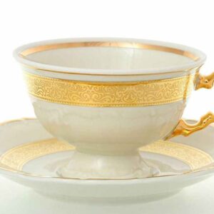 Набор чайных пар 220 мл Мария Луиза золотая лента Ivory Thun 2