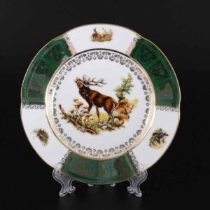 Набор тарелок 19 см Болеро Охота Зеленая Royal Czech Porcelain 2