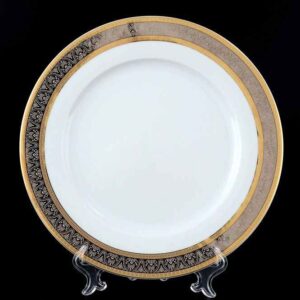 Набор тарелок 25 см Опал Широкий кант платина золото Thun 2
