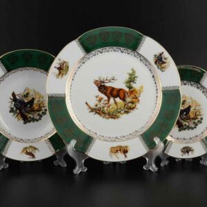 Набор тарелок Болеро Охота Зеленая Royal Czech Porcelain 2