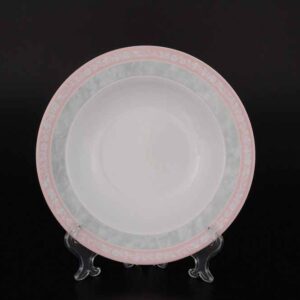 Набор тарелок глубоких 22 см Яна Серый мрамор с розовым кантом Thun 2