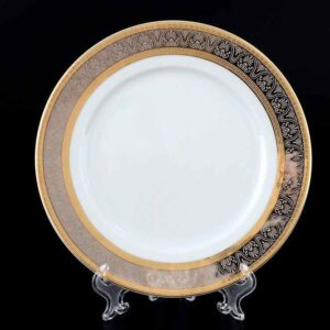 Набор тарелок Thun Опал широкий кант платина золото 19 см 2