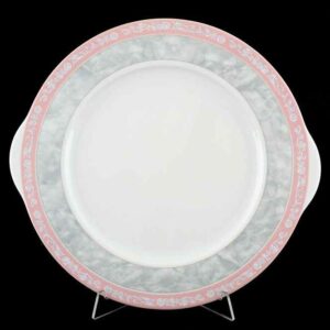 Тарелка для торта 27 см Яна Серый мрамор с розовым кантом Thun 2