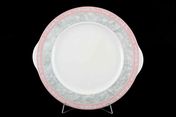 Тарелка для торта 27 см Яна Серый мрамор с розовым кантом Thun 2