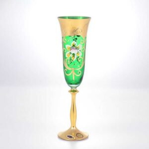 Набор бокалов для шампанского 190 мл Анжела Стар Кристалл зеленый 2