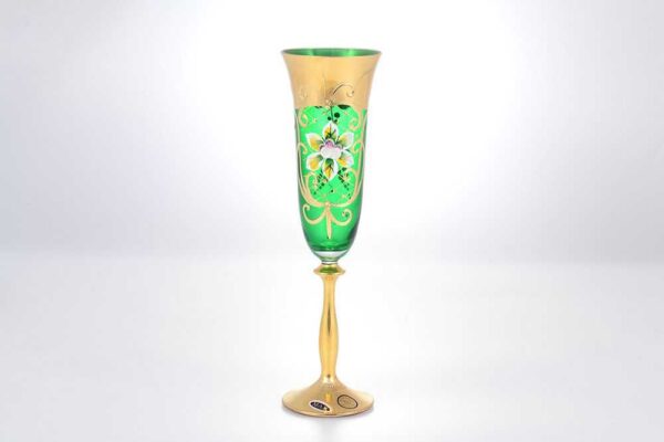 Набор бокалов для шампанского 190 мл Анжела Стар Кристалл зеленый 2