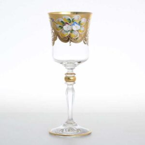 Набор бокалов для вина золотая ножка Лепка прозрачная E-S 2