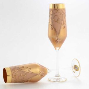 Свадебный набор бокалов для шампанского Bohemia Лепка золотая E-S Bohemia 2