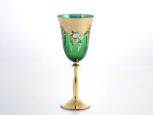 Набор бокалов для вина 250 мл Анжела Лепка зеленая AS Crystal 2
