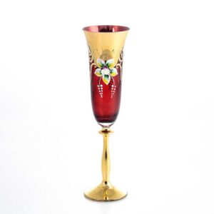 Набор фужеров для шампанского 190 мл Анжела Лепка красная AS Crystal 2