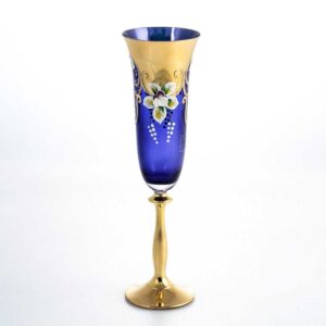 Набор фужеров для шампанского 190 мл Анжела Лепка синяя AS Crystal 2