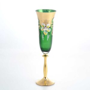 Набор фужеров для шампанского 190 мл Анжела Лепка зеленая AS Crystal 2