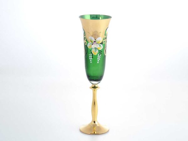 Набор фужеров для шампанского 190 мл Анжела Лепка зеленая AS Crystal 2