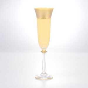 Набор фужеров для шампанского 190 мл Анжела Матовая полоса AS Crystal желтая 2