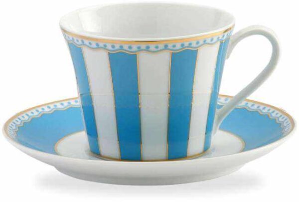 Чашка чайная с блюдцем Noritake Карнавал 240мл голубая полоска 2