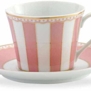 Чашка чайная с блюдцем Noritake Карнавал 240мл розовая полоска 2