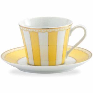 Чашка чайная с блюдцем Noritake Карнавал 240мл жёлтая полоска 2