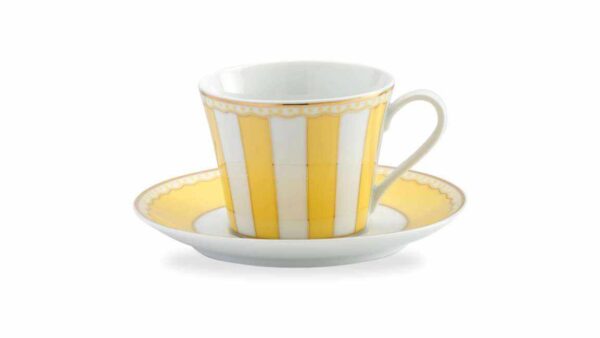 Чашка чайная с блюдцем Noritake Карнавал 240мл жёлтая полоска 2