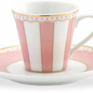 Чашка кофейная с блюдцем Noritake Карнавал 90мл розовая полоска 2