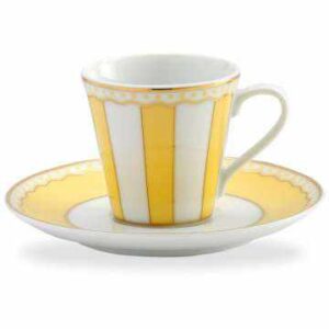 Чашка кофейная с блюдцем Noritake Карнавал 90мл жёлтая полоска 2