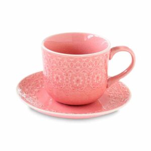 Чашка с блюдцем розовая Ambiente Easy Life (R2S) 2