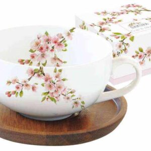 Чашка с крышкой/подставкой из акации Японская сакура Easy Life (R2S) 2