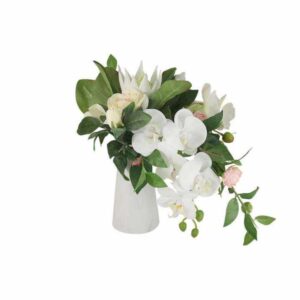 Декоративные цветы Букет орхидея белая и гортензии в керамической вазе Dream Garden 2
