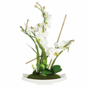 Декоративные цветы Орхидея белая на керамической подставке Dream Garden2