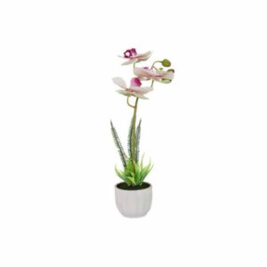 Декоративные цветы Орхидея бело-сиреневая в керамвазе Dream Garden 2